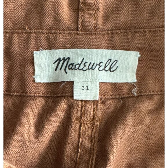 Madewell Herringbone Paperbag Pants in Warm Hickory (Rusty Brown) Womens Sz 31 - Picture 3 of 10